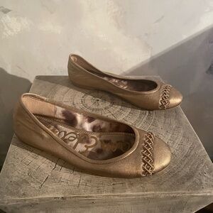Sam Edelman Bronze Flats with Woven Detail